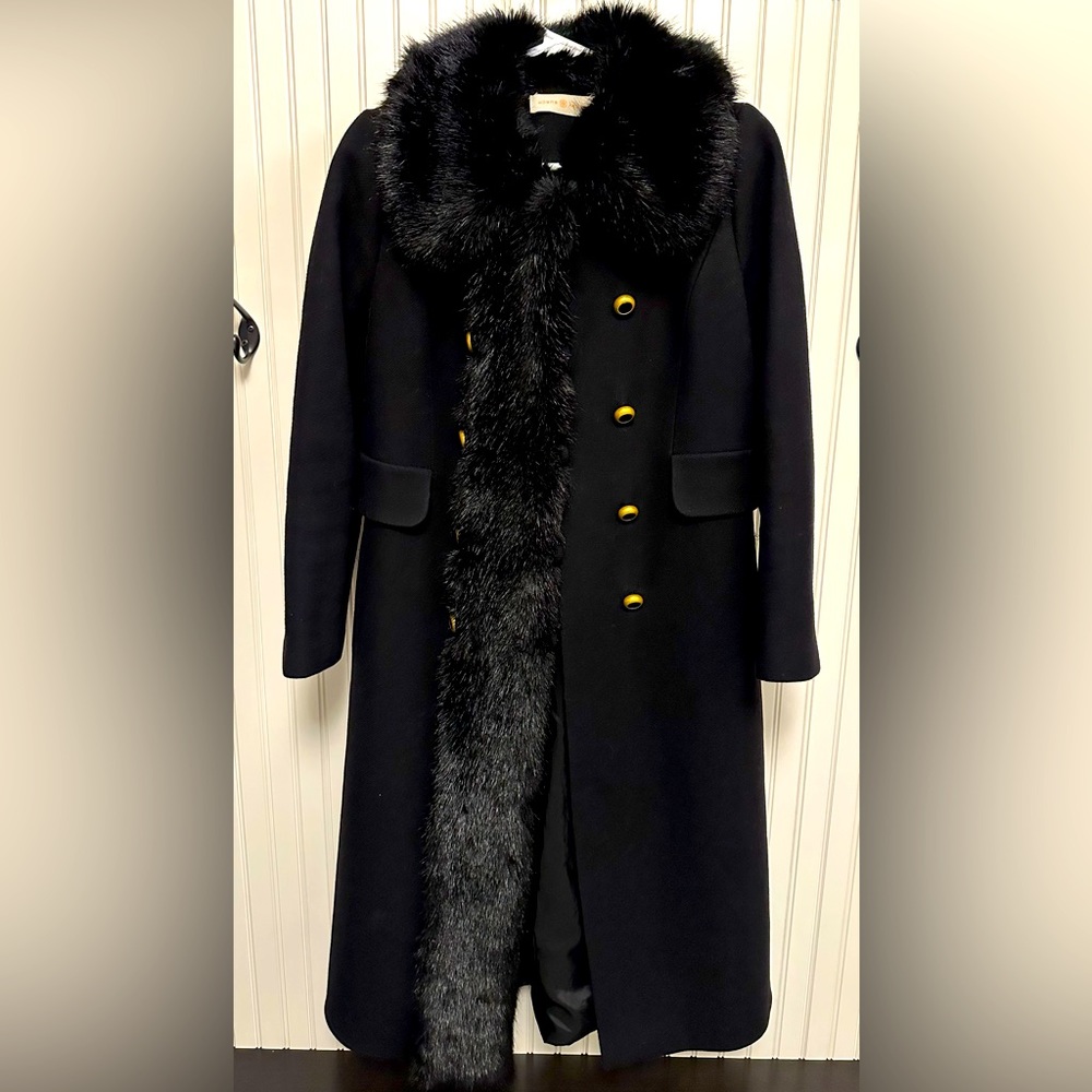 Tori Burch Black Fur Coat Size 4